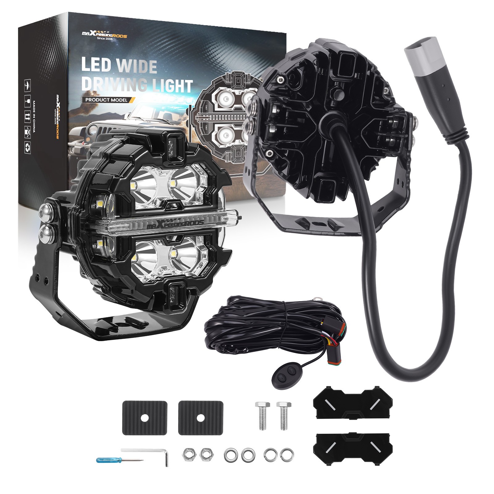 160W LED Work Light Pods Spot Flood Combo IP68 For Truck Jeep SUV ATV Marine 4X4