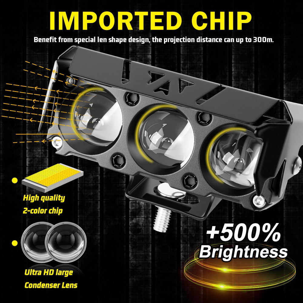 2X 4″ 200W LED Work Light Bar White/Yellow Fog Pods Driving OffRoad SUV UTV 4WD