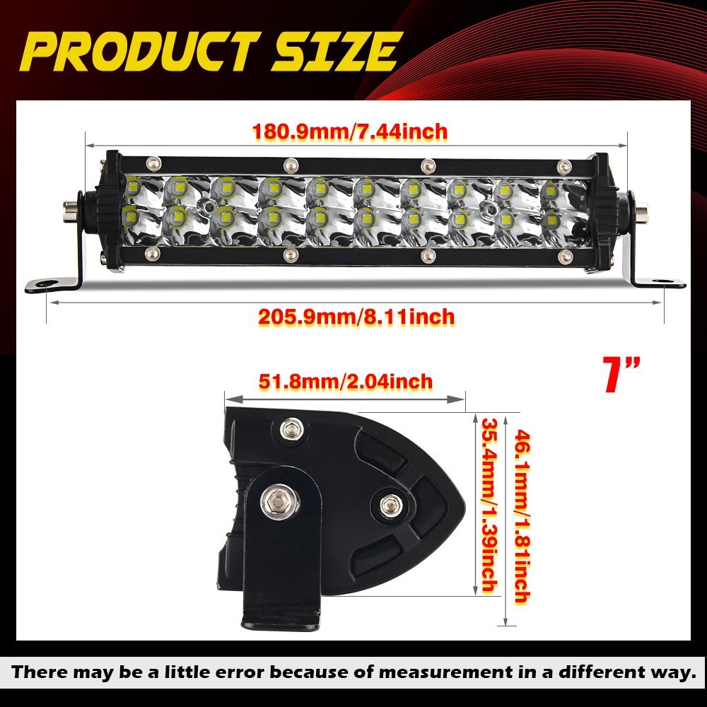 Dual Row 7/14/20/26/32/38/44/50″ LED Light Bar Offroad Driving SUV UTV Truck 4WD