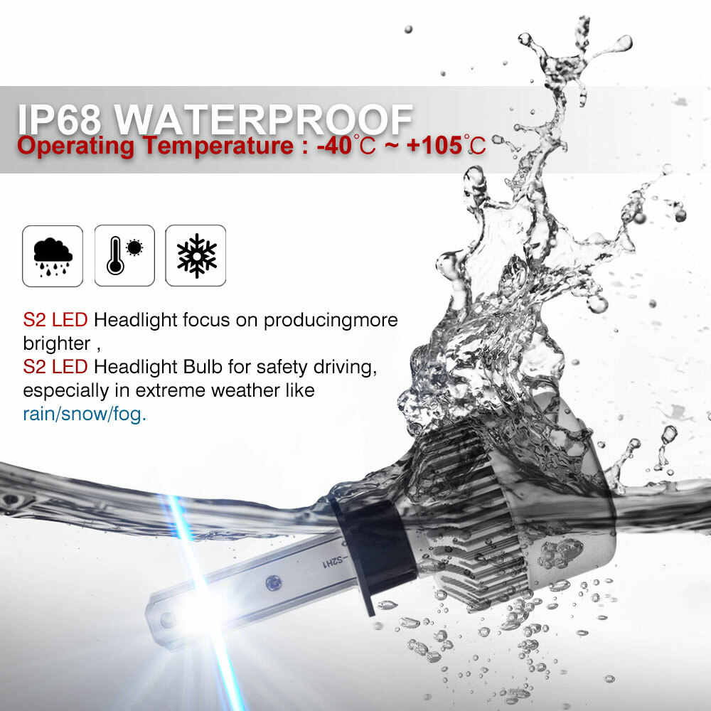 2PCS H1 6000K Super White 55W 8000LM LED Headlight Bulbs Kit Fog Driving Light