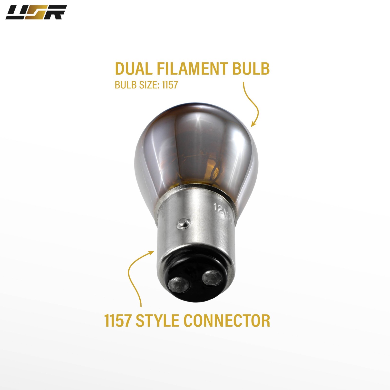 P21/5W / 1157 Dual Filament Stealth Chrome Yellow Halogen Bulbs Pair