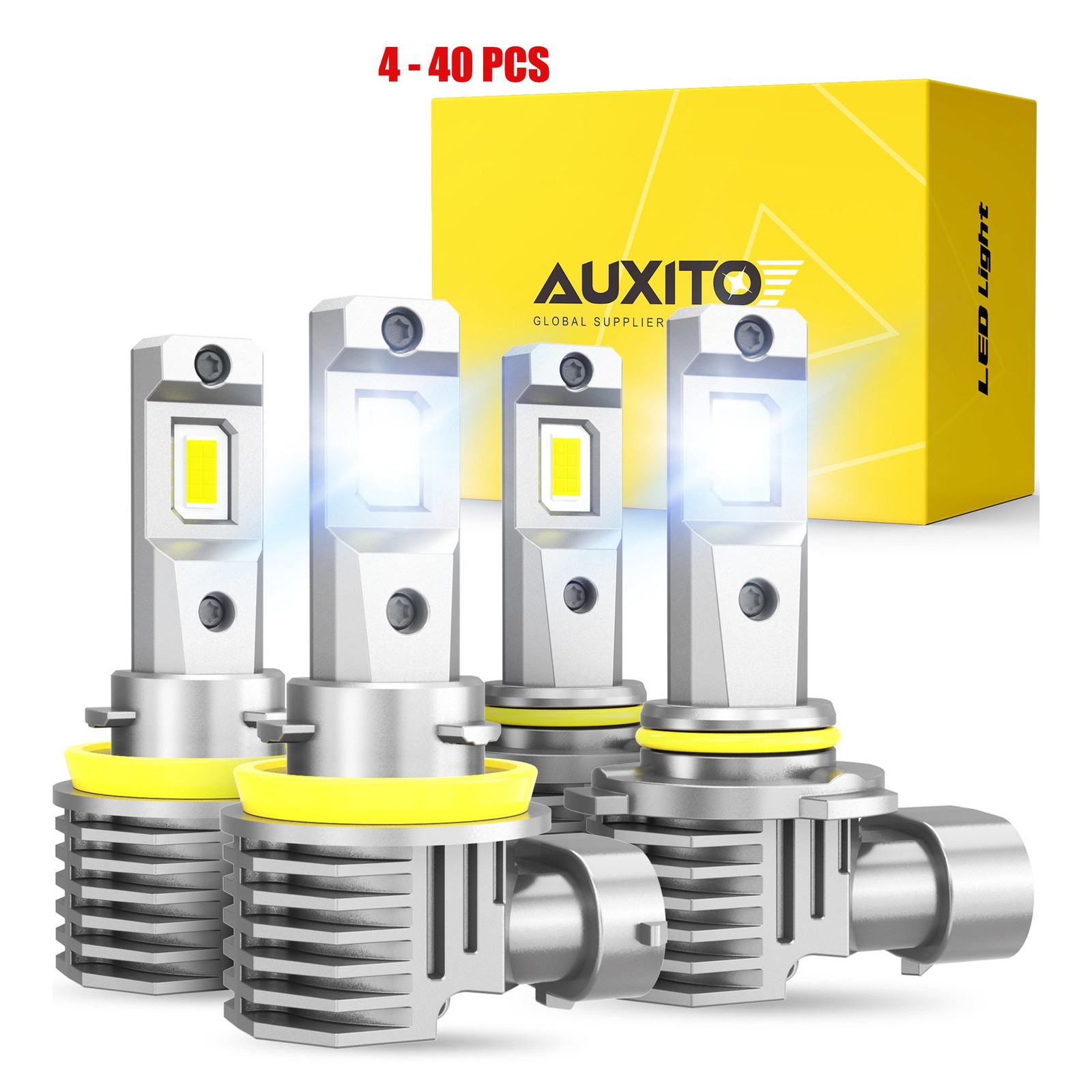 4-40X 9005+H11 Headlight LED Bulbs High Low Beam Super Kit White Lamps Bright M6