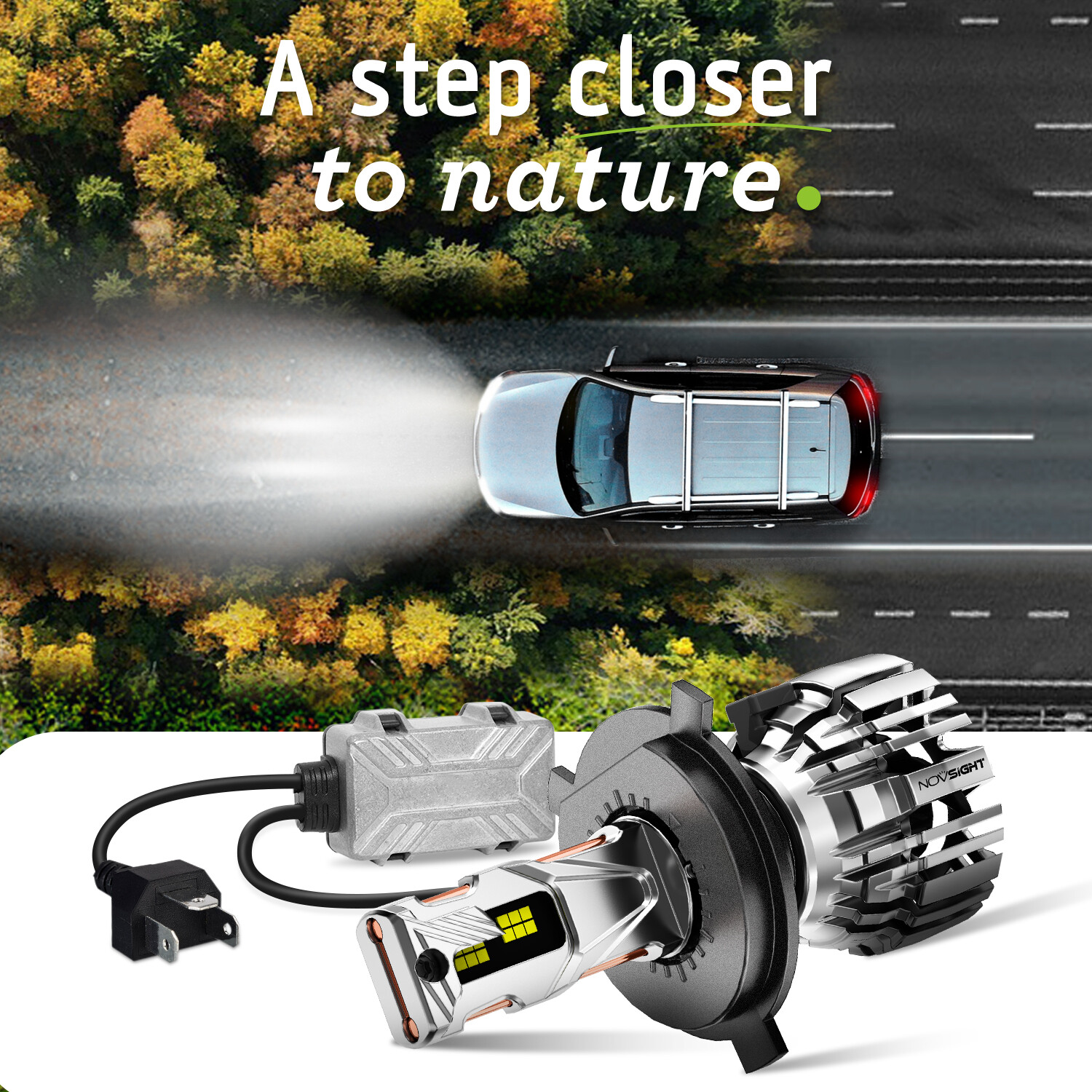 NOVSIGHT H4 9003 LED Headlight Bulbs High Low Beam 140W Super Bright 6500K White
