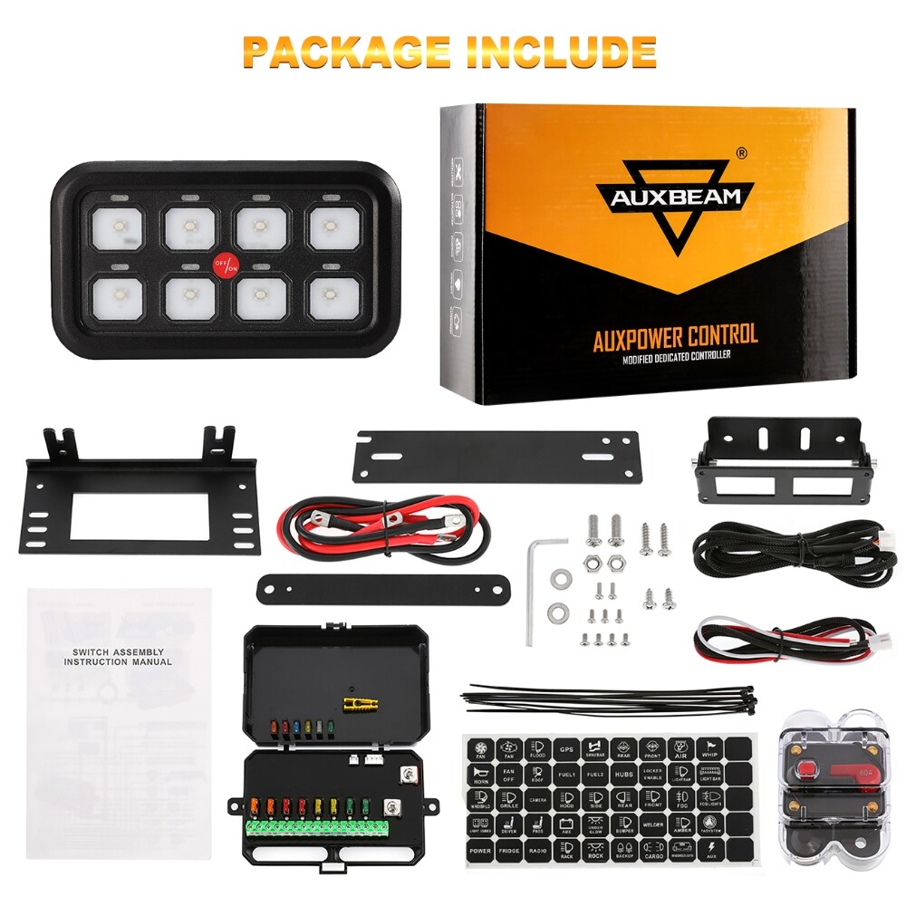 Universal 8 Gang Switch Panel Relay System DC 12-24V On-Off Control Accessories