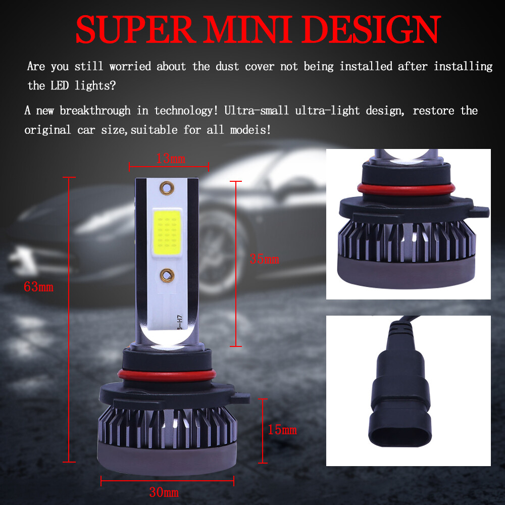 9145 9140 H10 Mini Ultra-light 9005 LED Headlight Fog Bulbs 1600W 260000LM