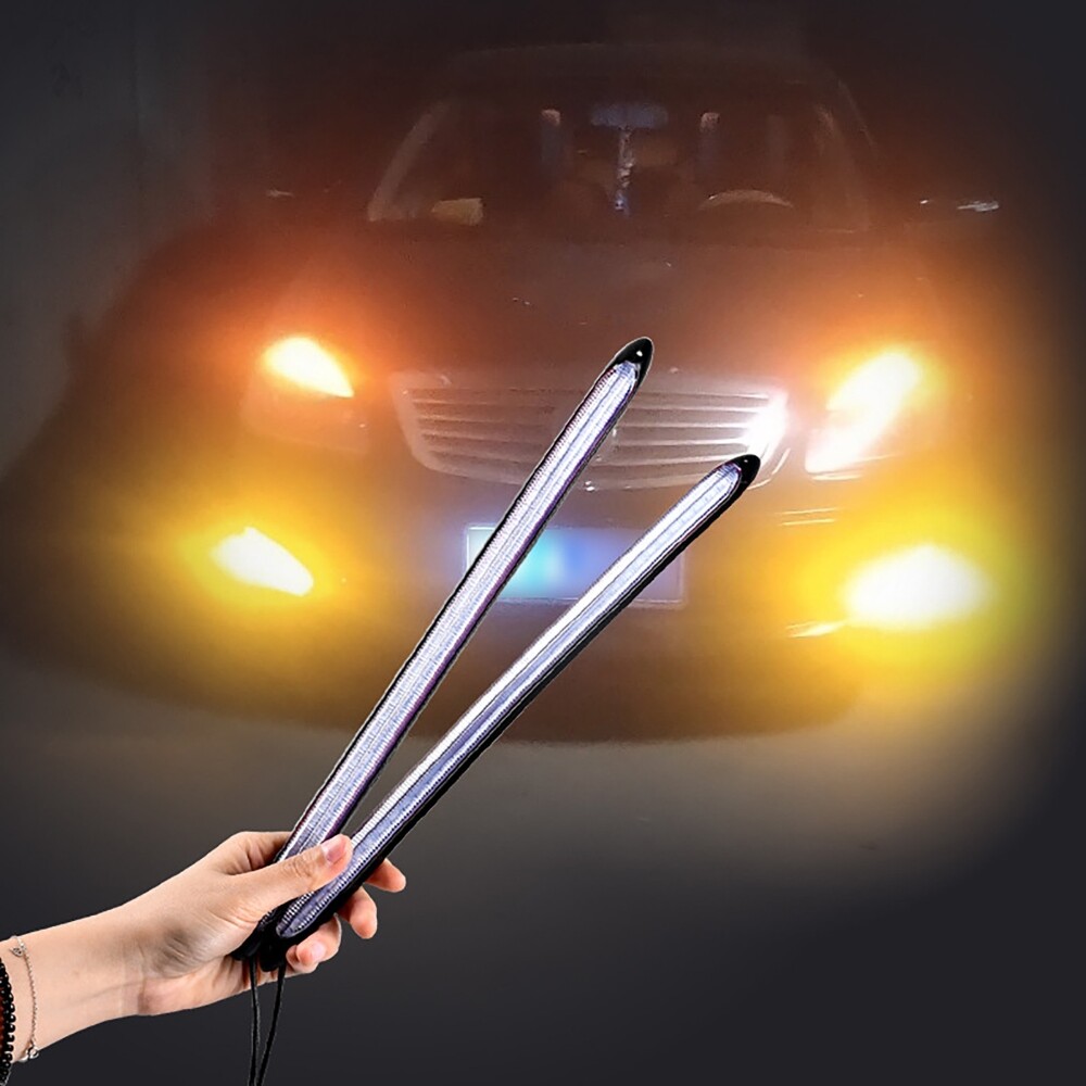 2x 13.6 in Led Light Strip Turn Signal Flowing Amber Light RGB Day Running Light