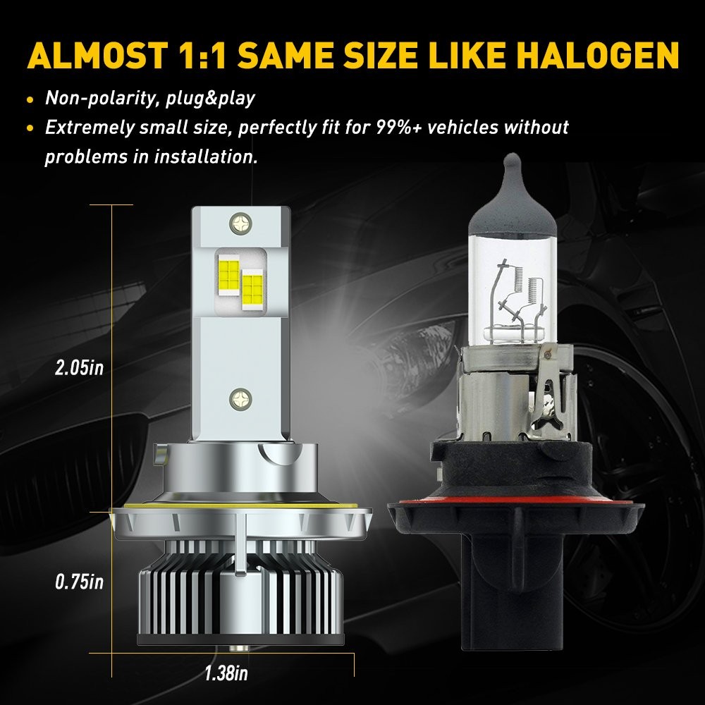 2-20X AUXITO 9008 H13 LED Headlight Bulb Hi Low Beam 6500K White Lamp Canbus Y19