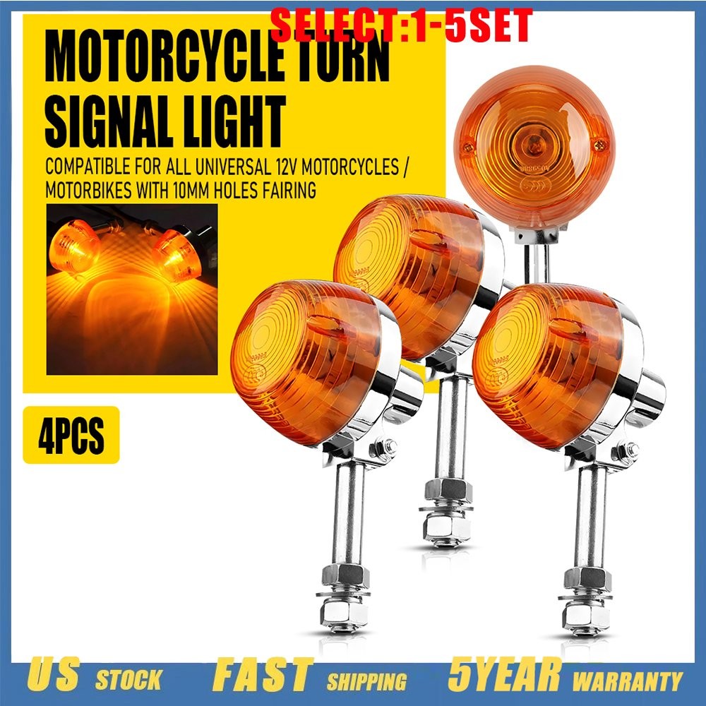 Motorcycle 10mm Hole Fairing Turn Signal Light Blinker Indicator For Harley 4X