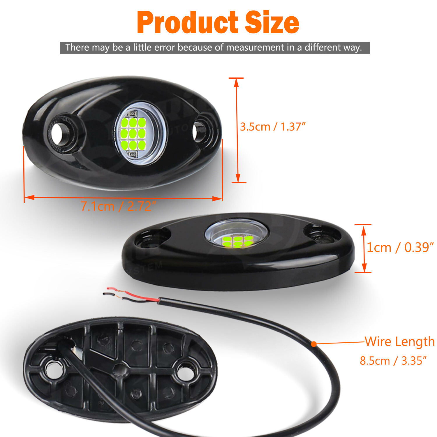 4X Green LED Rock Lights Underbody Glow Pods for Harley Honda Yamaha Motorcycle