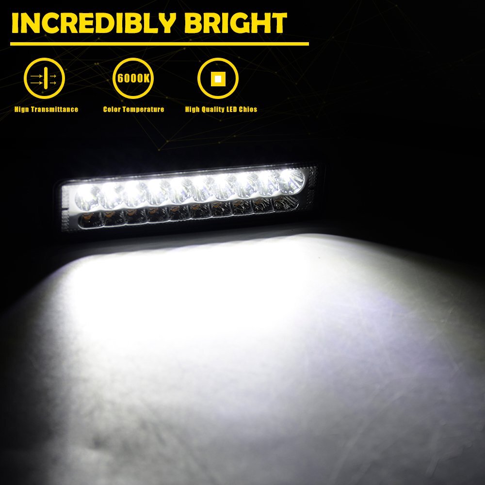 6inch 60W LED Work Light Bar Flood Lamp Offroad Driving Fog 4WD SUV Truck ATV
