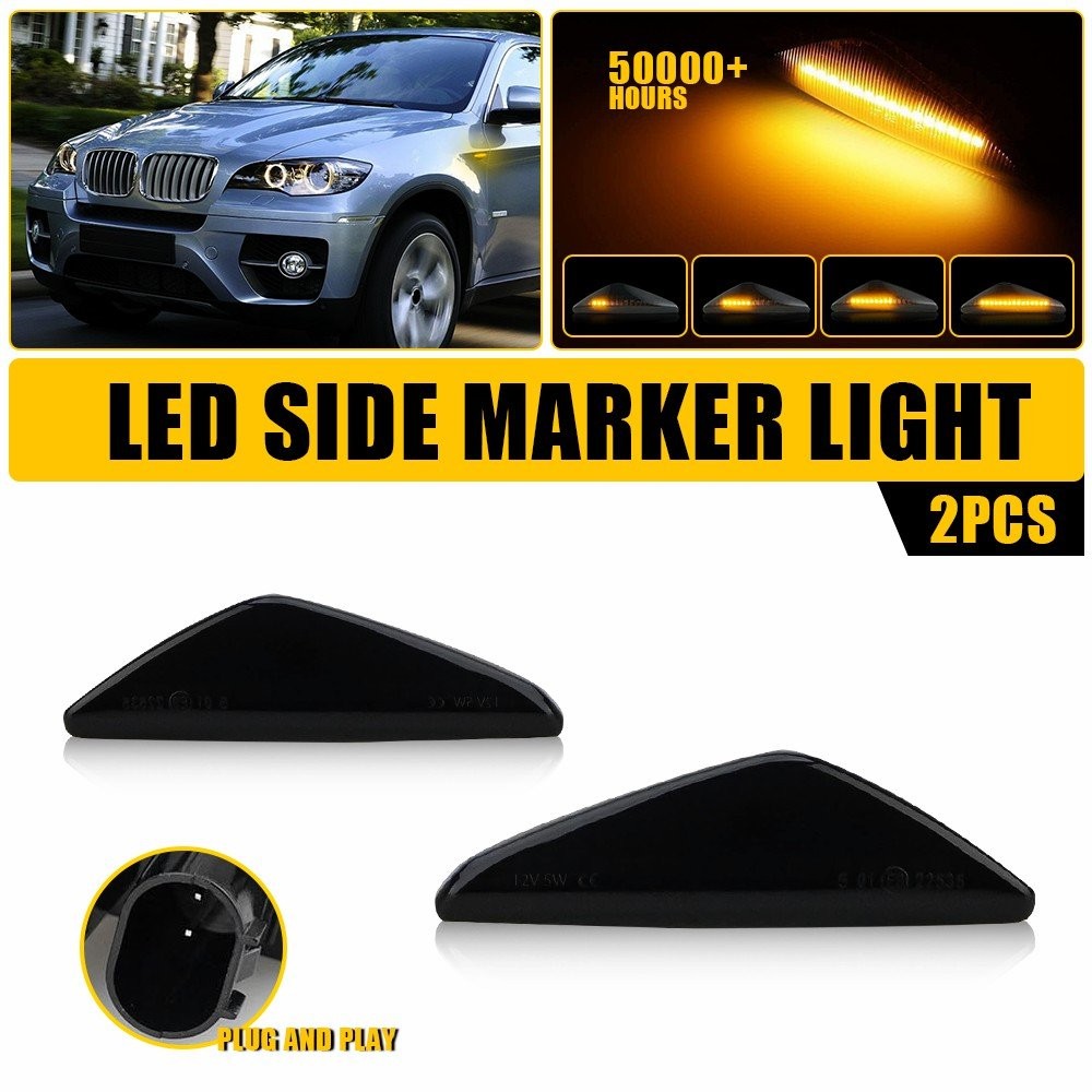 Dynamic Amber LED Side Marker Smoked Light Lens For BMW F25 X3 (06/2009-08/2017)