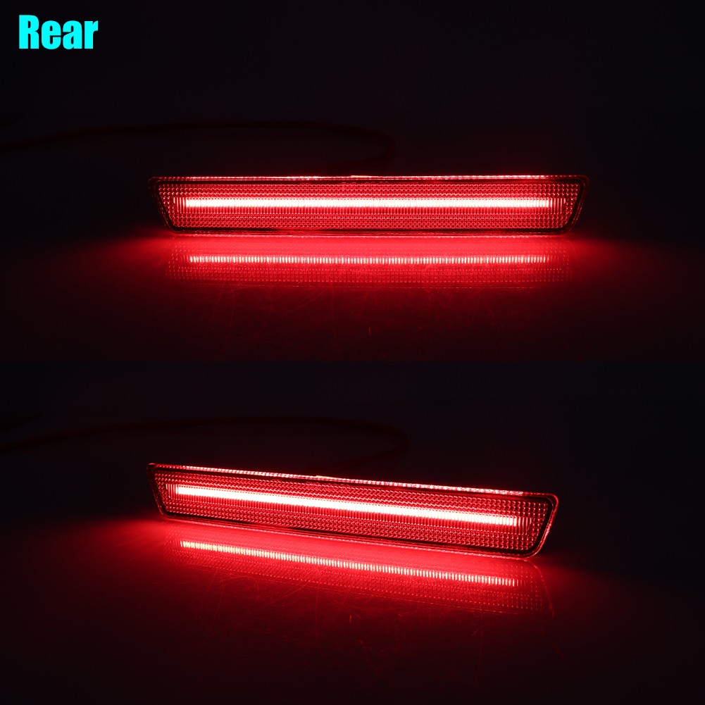 Amber & Red Lens LED Side Marker Lights Fits 15-23 Dodge Challenger Front + Rear