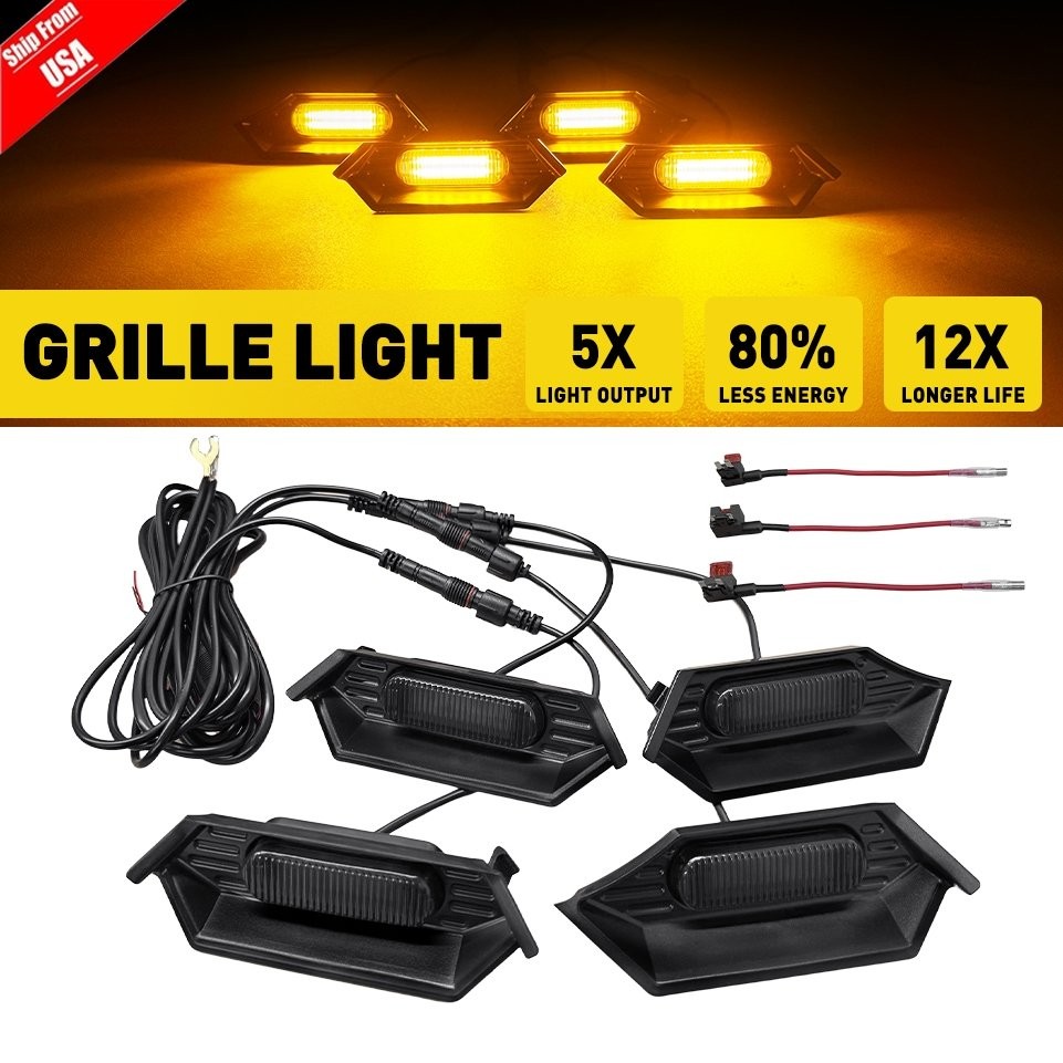 Amber LED Grill Lights for 2024-25 Toyota Tacoma TR D Sport/Off-Road Accessories