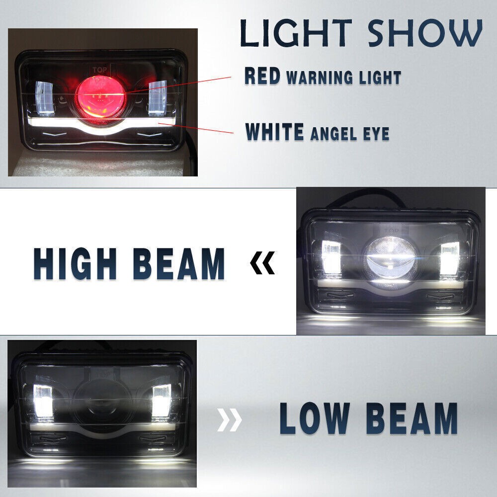 For Cadillac Seville 1977-1985 2PCS 4×6″ LED Headlights DRL High-Low Beam DOT