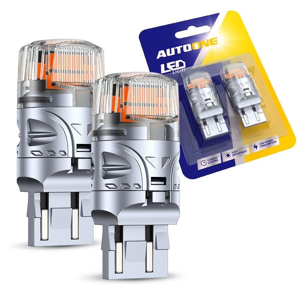 4PCS AUXITO 7443 Amber Yellow LED Turn Signal Light Bulb SMD Silver BRS Canbus
