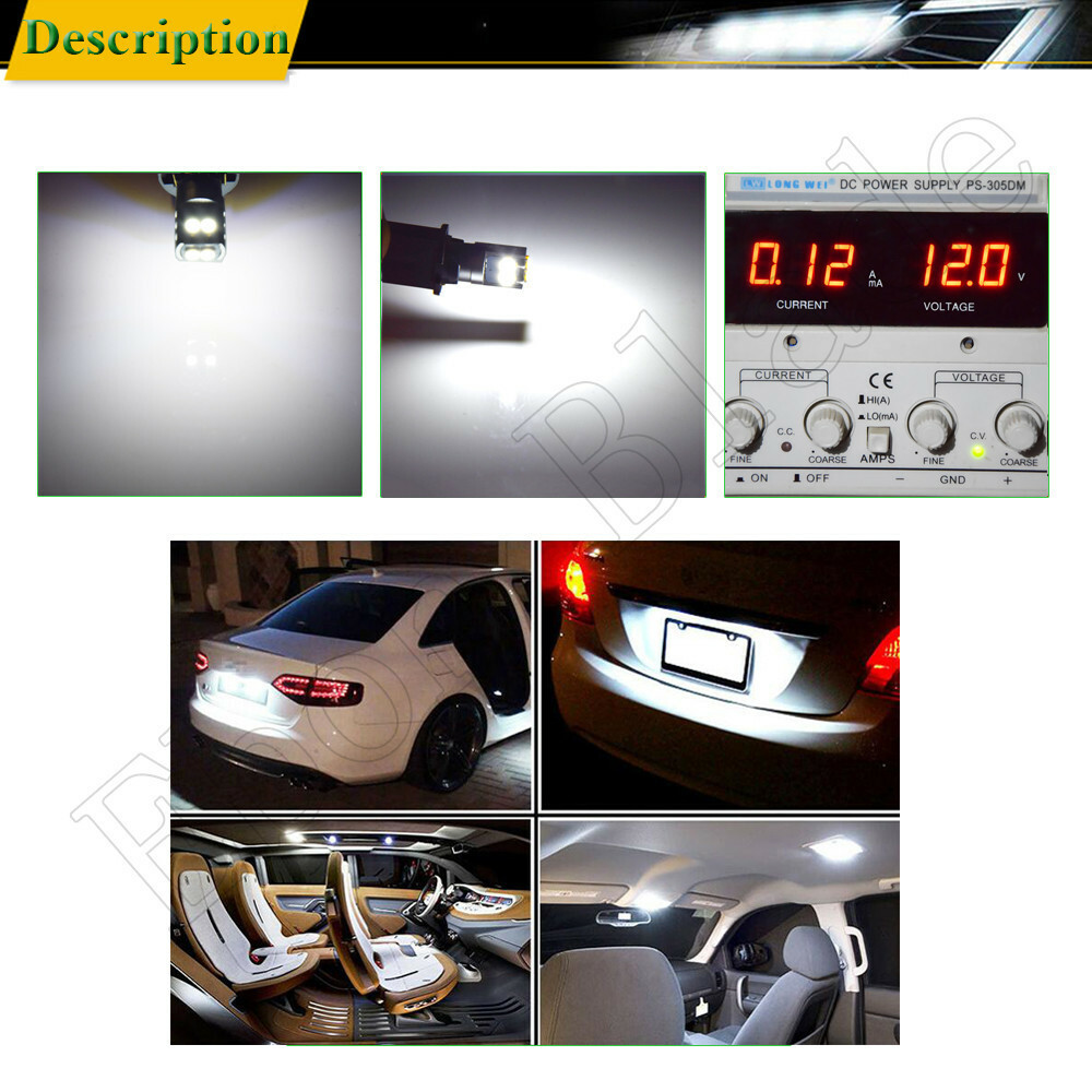 2 x T10 W5W Car LED Bulb 3030 7SMD Auto Backup Reverse Light Lamp White 12V 24V