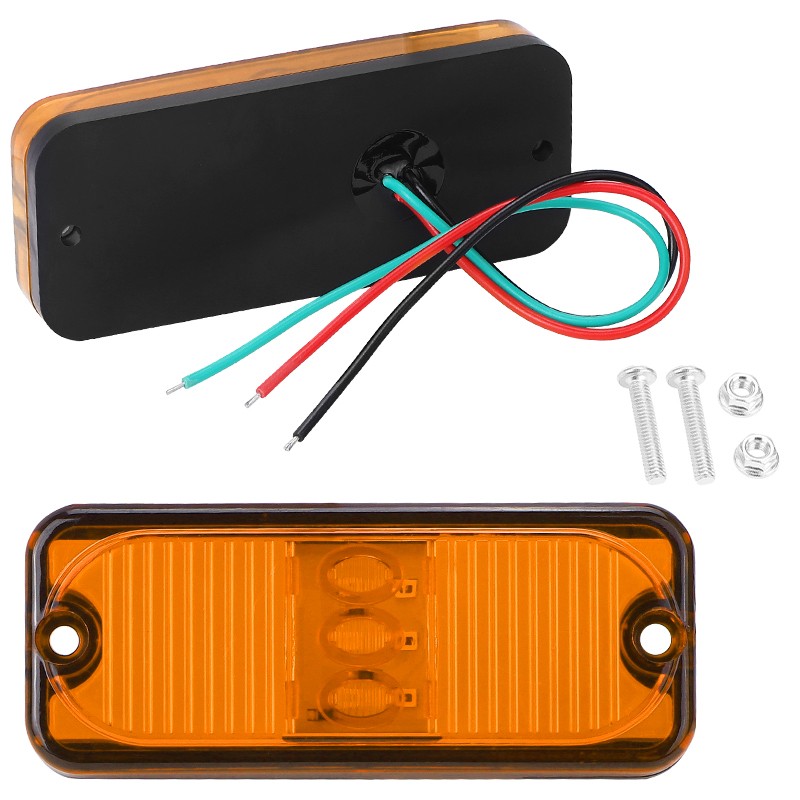 2X Amber 4″ LED Clearance Side Marker Lights Tail Turn Signal For Truck Trailer