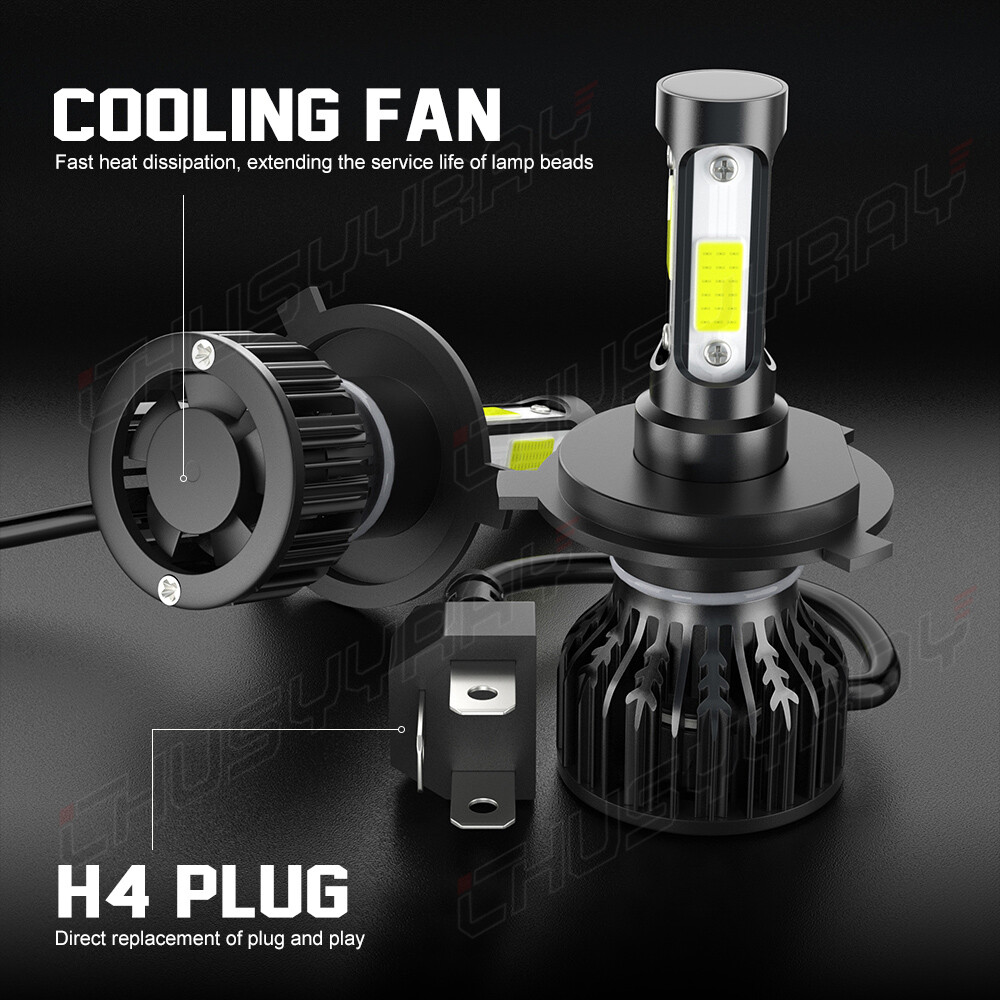 For Jeep Wrangler JK LJ TJ CJ DOT Pair 9003/H4 LED Headlight Hi/Lo Beam Bulb DRL