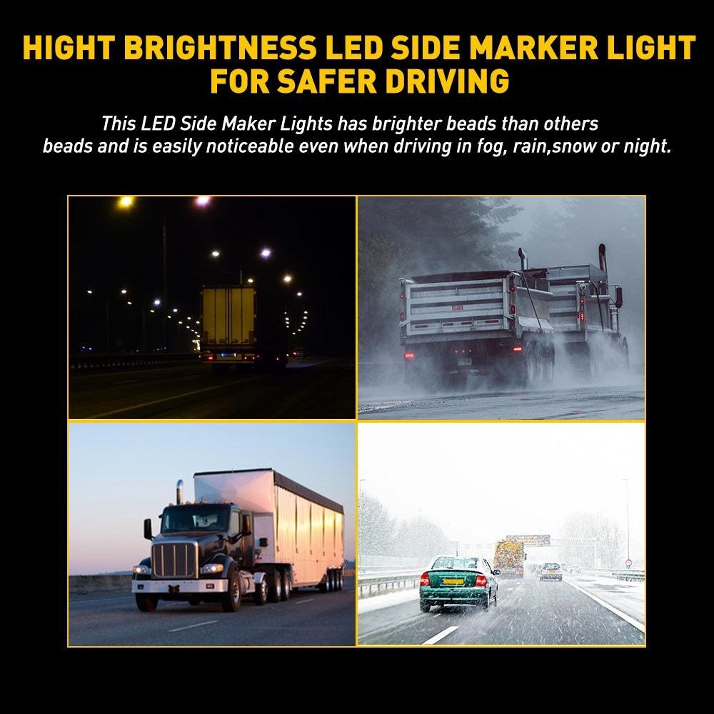 2x Amber 21LED Side Marker Lights RV Truck Trailer Clearance Light Waterproof US