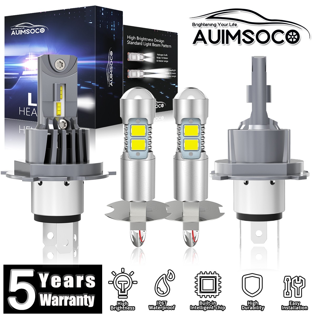For Jeep Cherokee 1997-1999 Sport Utility 2/4-Door LED Headlight Bulbs 72000LM