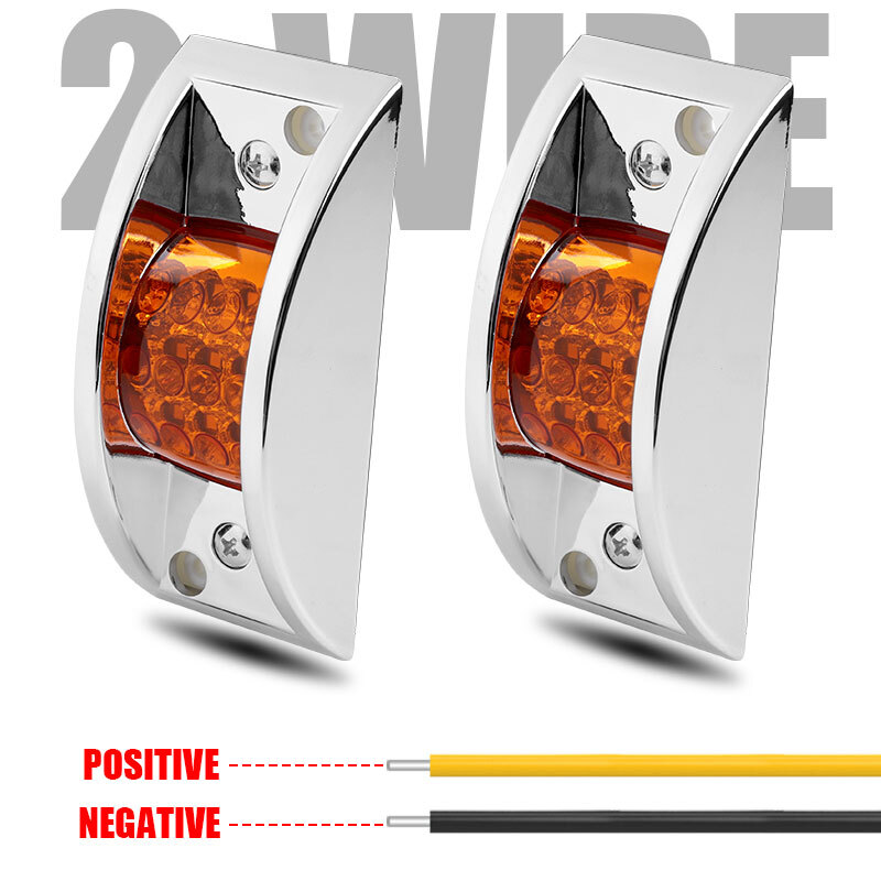 Amber/Red/White 12 LED Sealed Chrome Side Marker Truck Trailer Clearance Lights