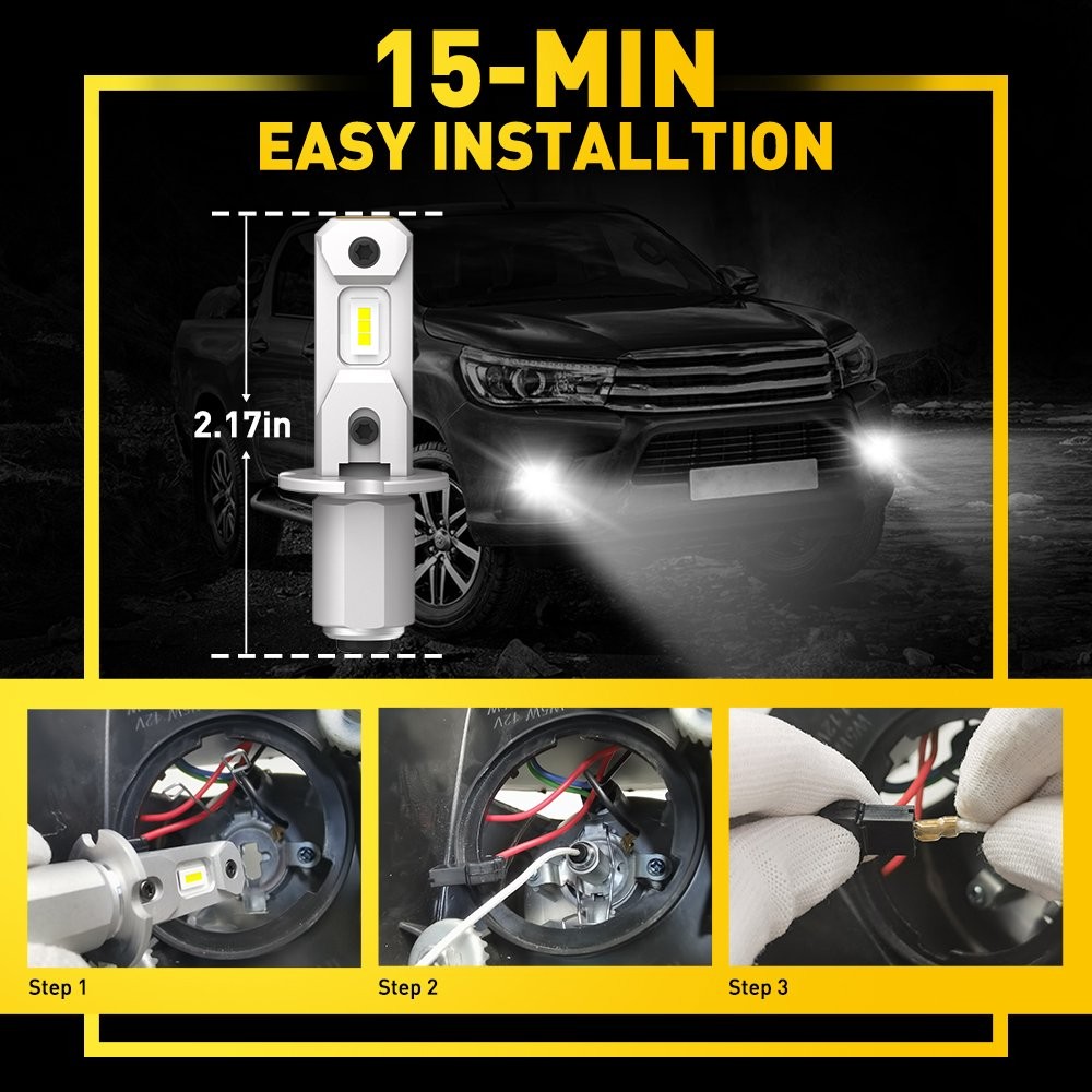 AUXITO Light H3 Fog Bulbs White 6500K Xenon kit LED Conversion New Version EOOH