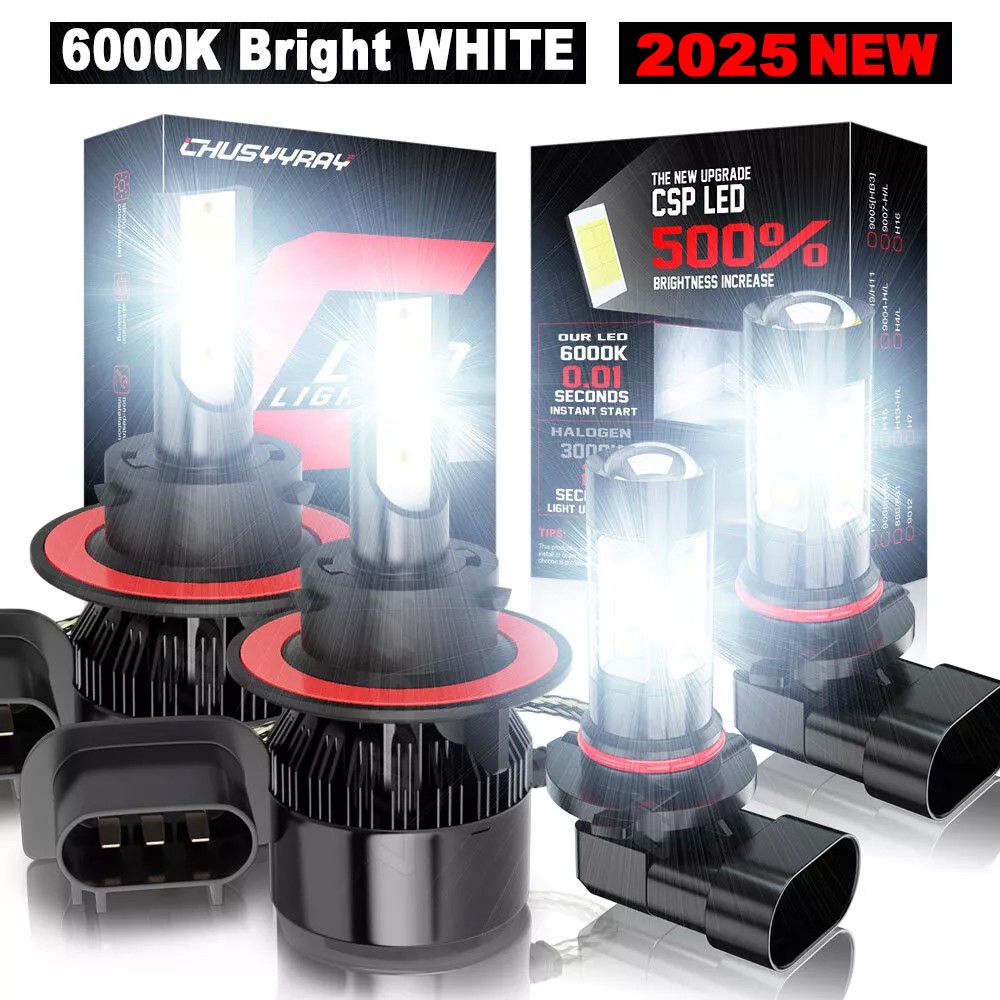 For 04-14 Ford F150 10000K LED Headlight Hi/Lo+Fog Light 4 Bulbs H13 H10 Kit