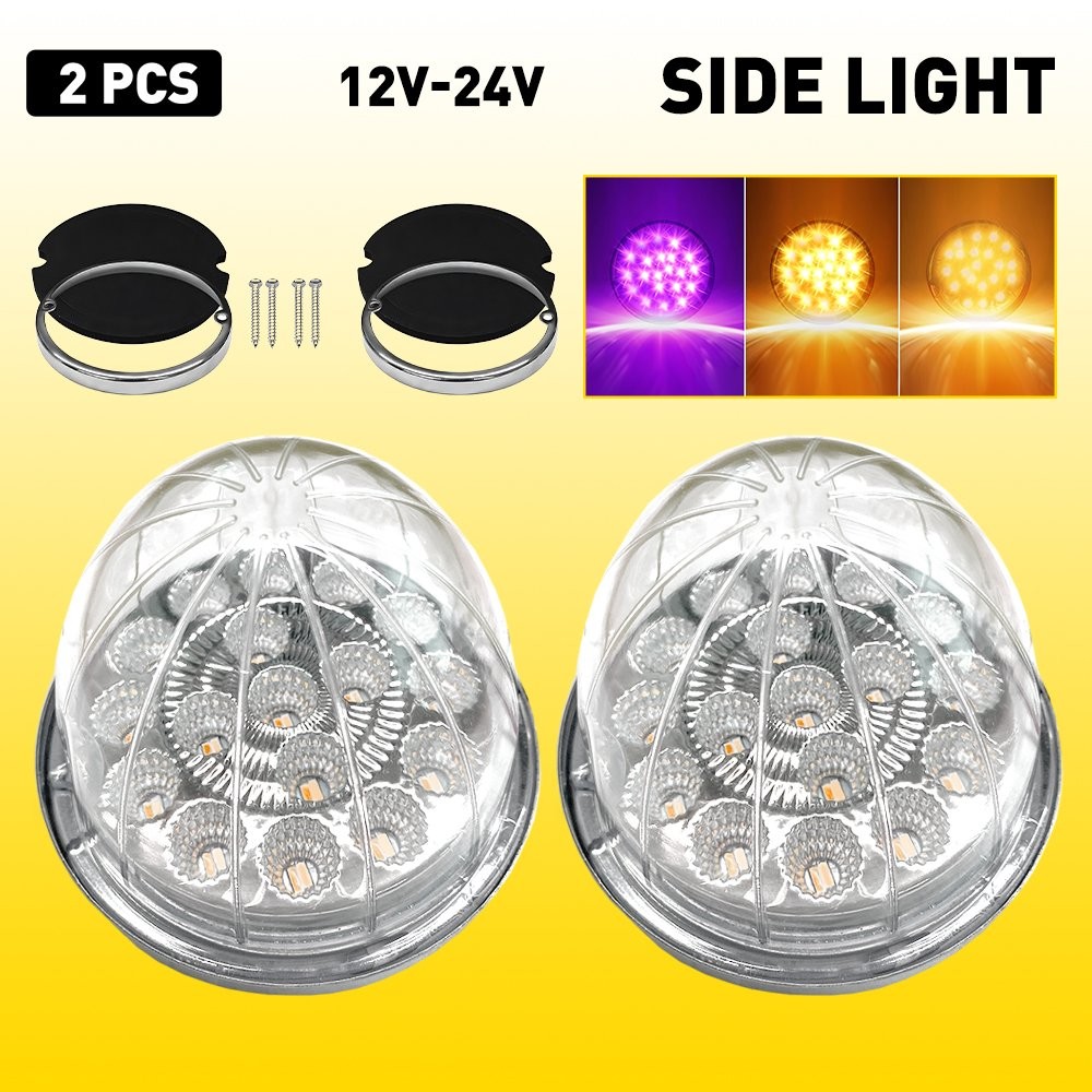 2X Amber Purple 17LED Watermelon Turn Signal Lights For Semi Trailer Heavy Truck