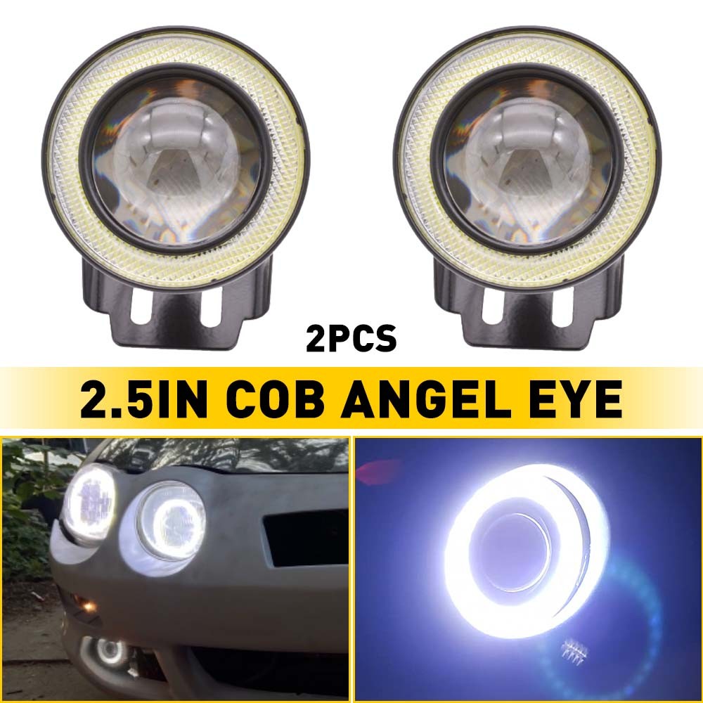 1/2Pair 2.5″ COB COB LED Projector Car Angel Lights Eye DRL Halo Ring Drive Fog