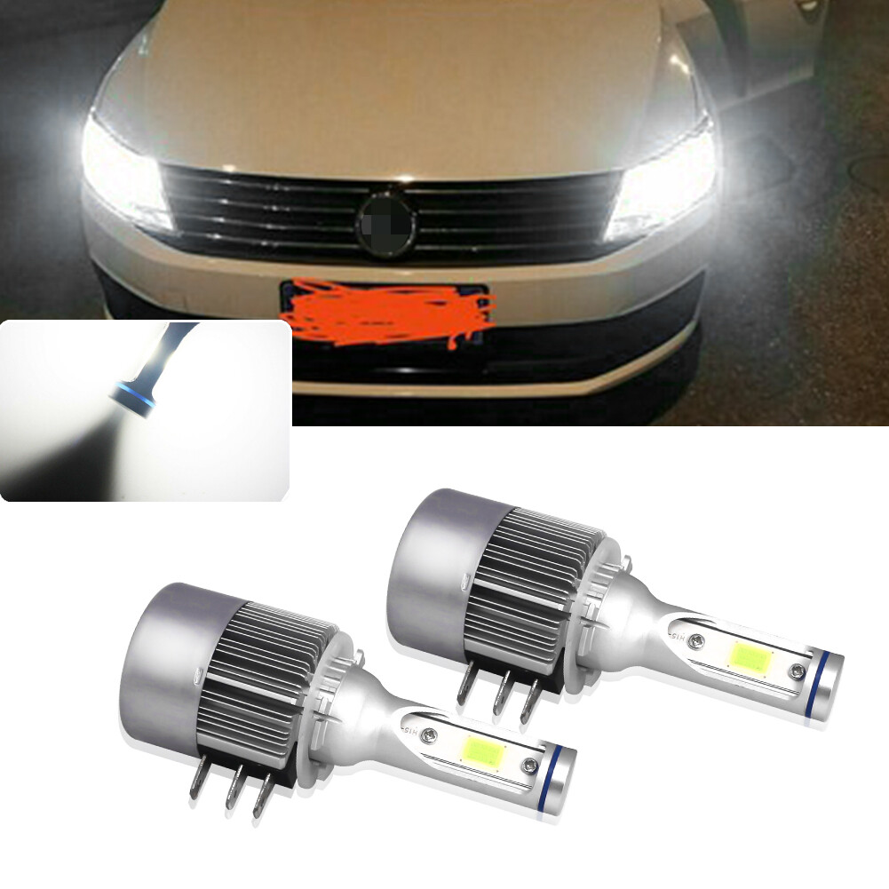 2pcs White H15 LED Bulbs DRL&High Beam Headlight For 2012-2017 Volkswagen Tiguan