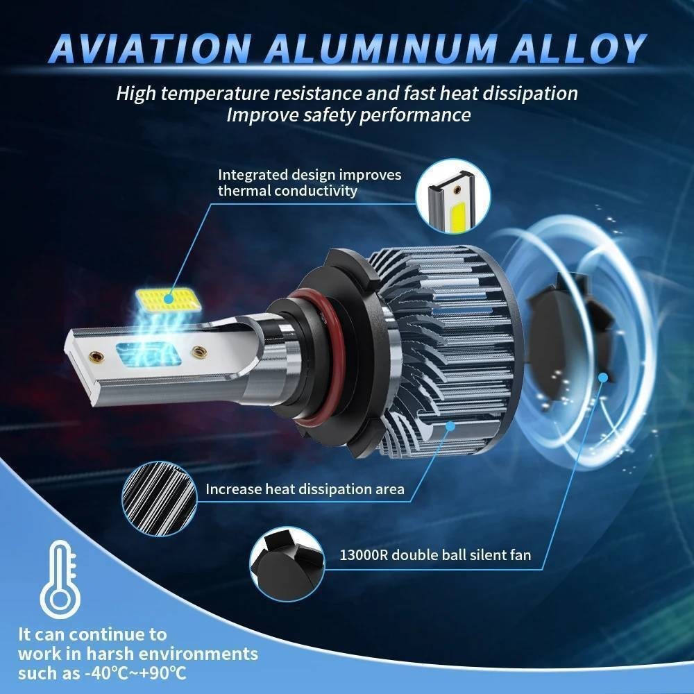 9005 + H11 LED Headlight KIT Combo Bulbs 6500K High+Low Beam Super Bright White