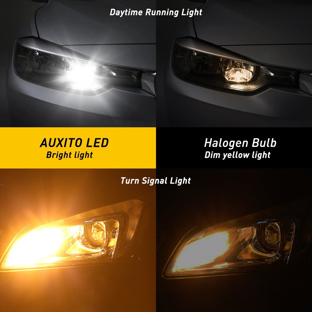 4X AUXITO 3157 4157 White Amber Switchback LED Turn Signal Daytime Running Light
