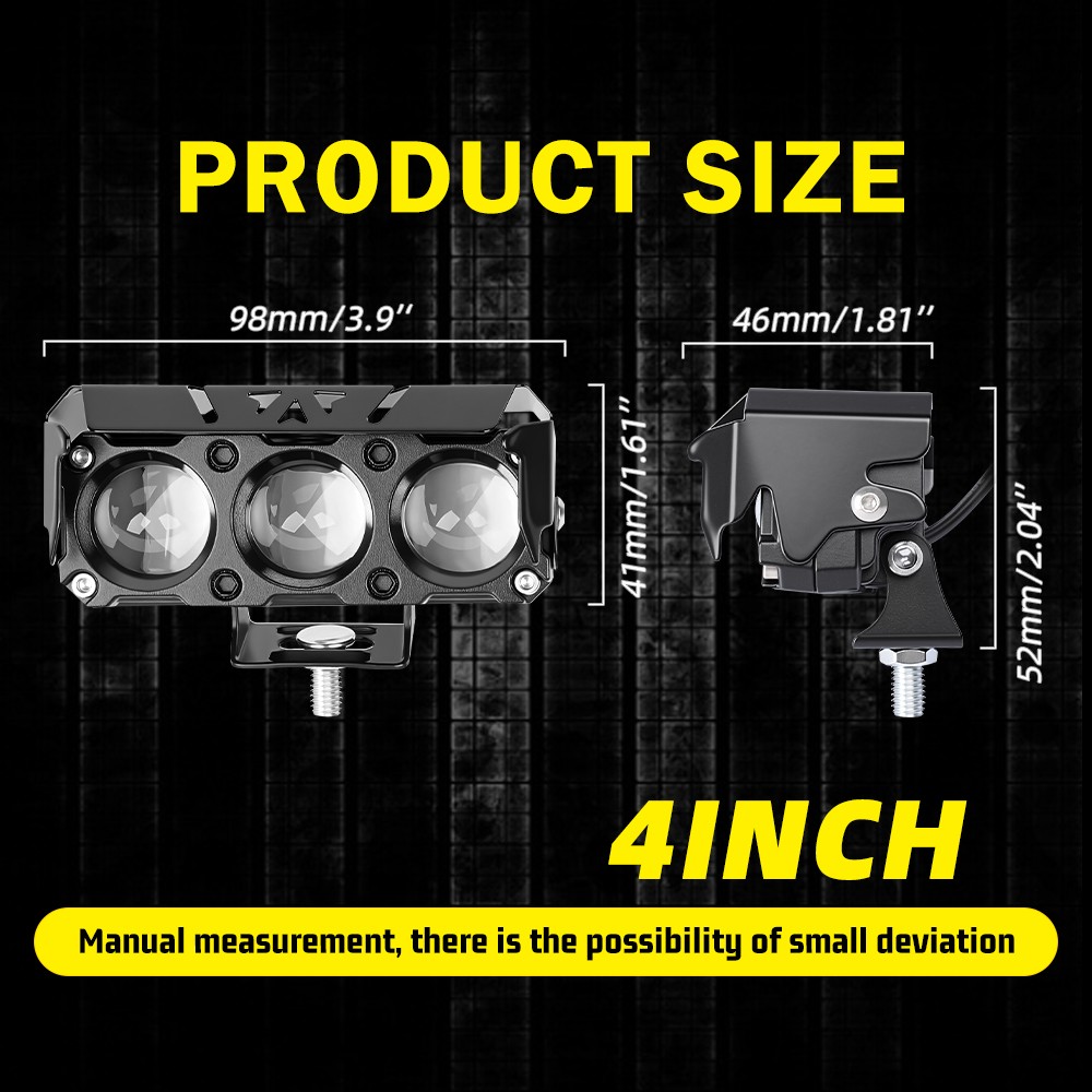 2X 4″ 200W LED Work Light Bar White/Yellow Fog Pods Driving OffRoad SUV UTV 4WD