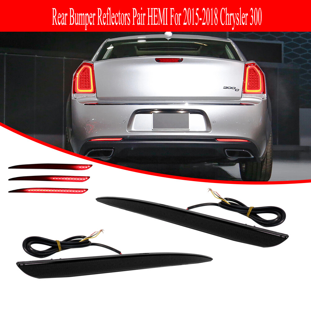 Smoke Lens Bumper Reflector Tail Brake Rear Fog Light For 2015-2022 Chrysler 300
