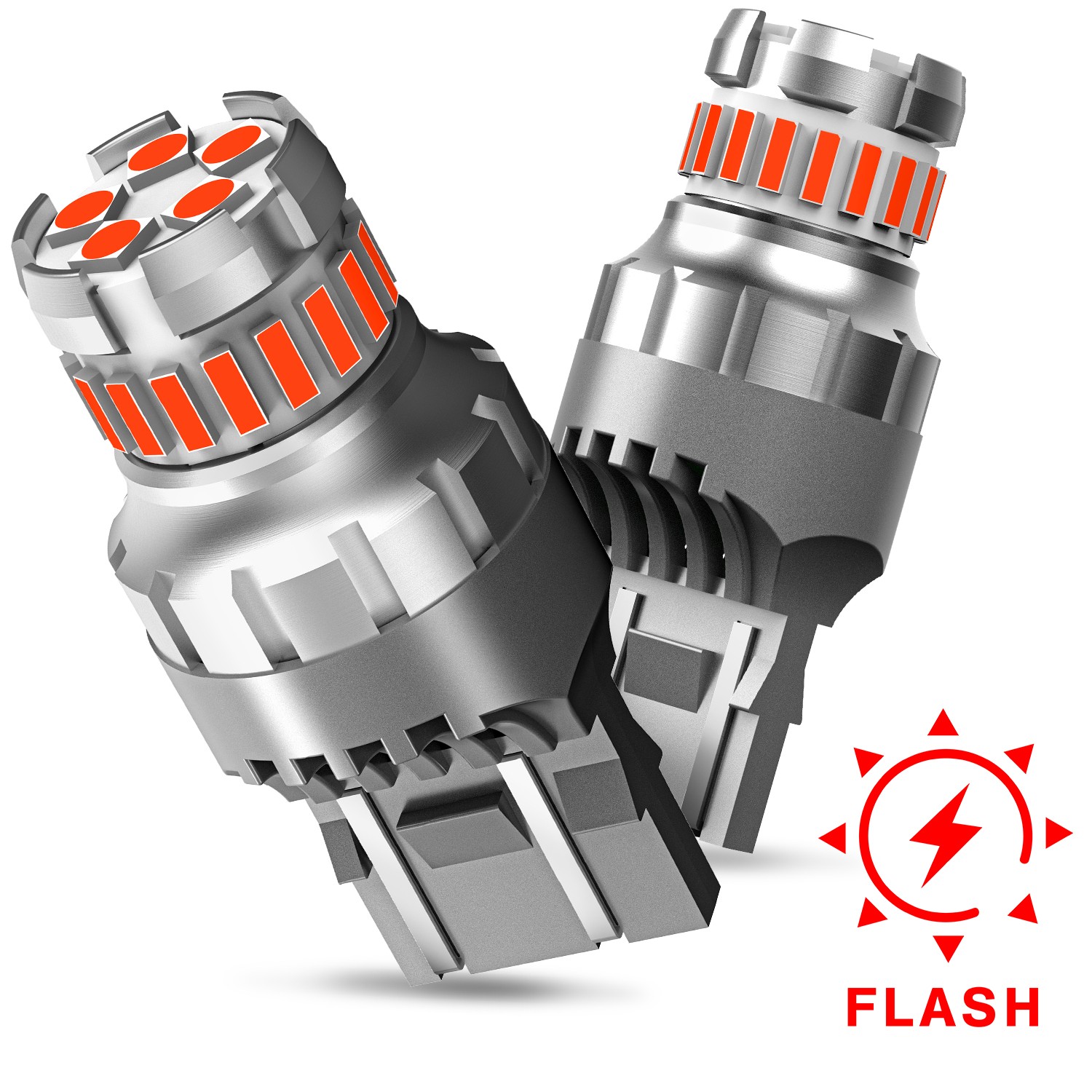 Pair 7443 7440 LED Red Strobe Flash Blinking Brake Stop Tail Parking Light Bulbs