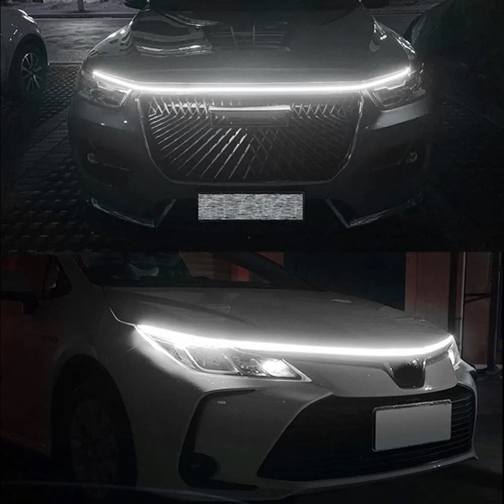 Car Hood Dynamic Scan LED Daytime Running Light Strip Waterproof Lamp Decor 1.5m