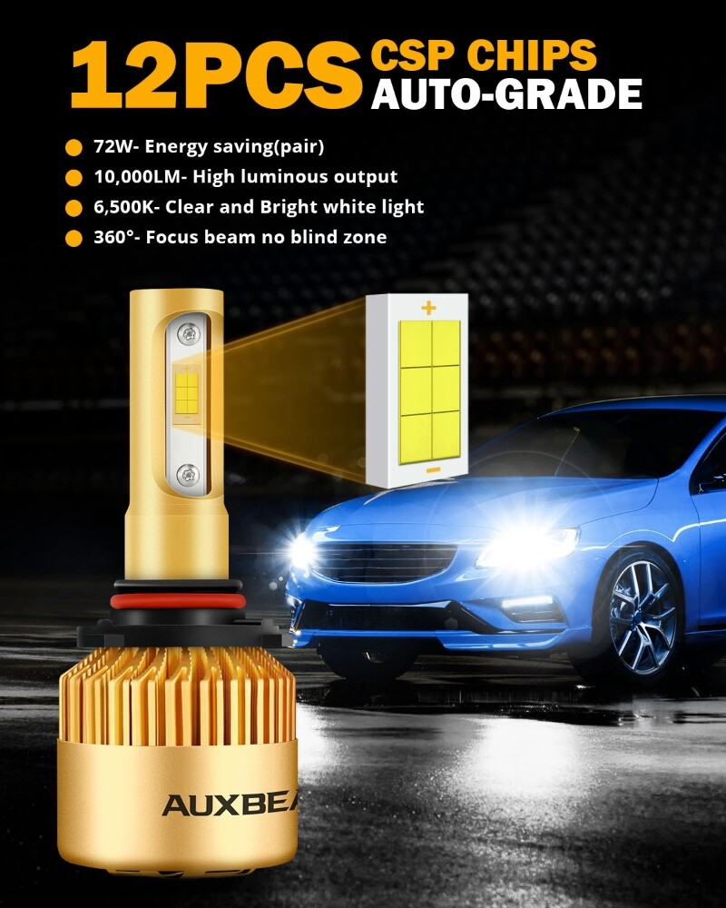 AUXBEAM 9005+H11+H10 914 LED Headlight+Fog Bulbs White For Ford F-150 2015-2023