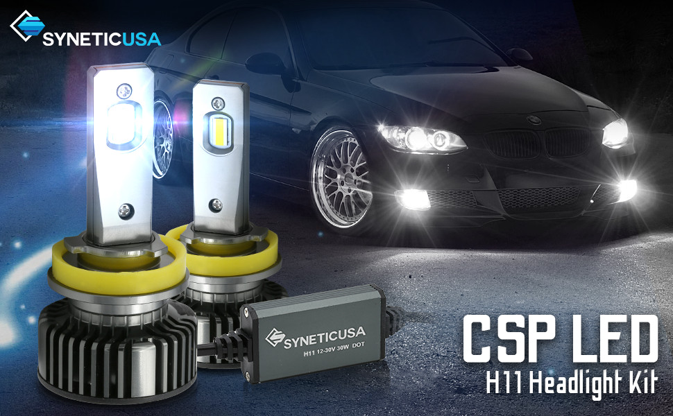 New Syneticusa H11 LED Headlight Bulbs Kit CSP Low Beam 6000K White