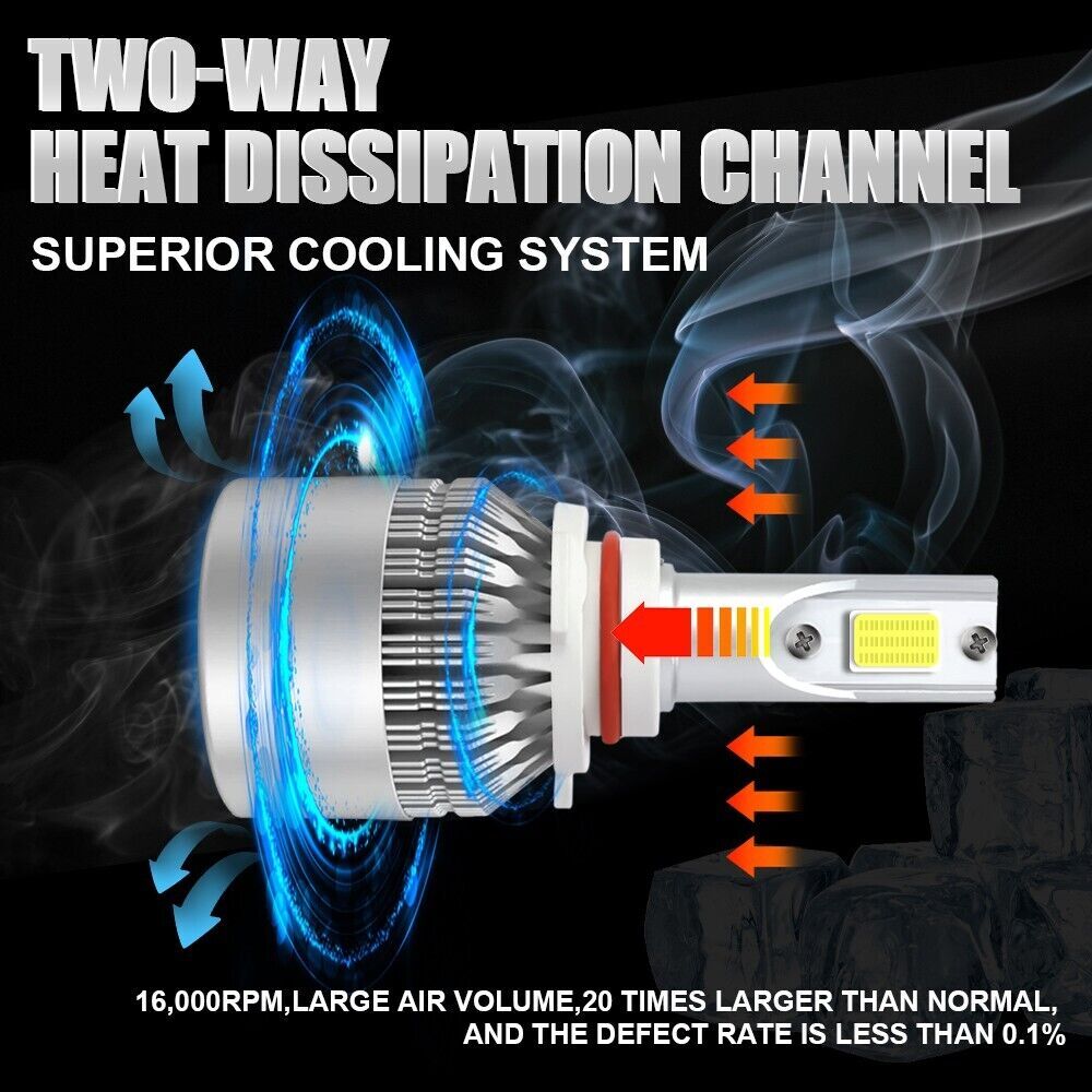 9005 H10 HB3 LED Headlight or Fog Light Kit High Beam Bulbs 720000LM 6000K White