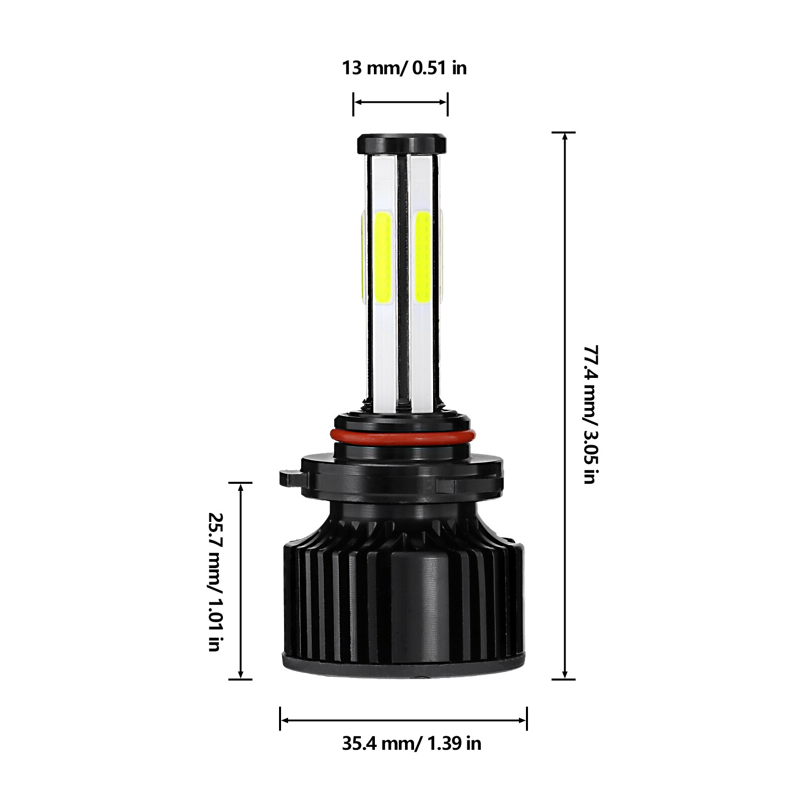 6-Sides 9005 H11 LED Combo Headlight Super Bright Bulbs Kit White High Low Beam