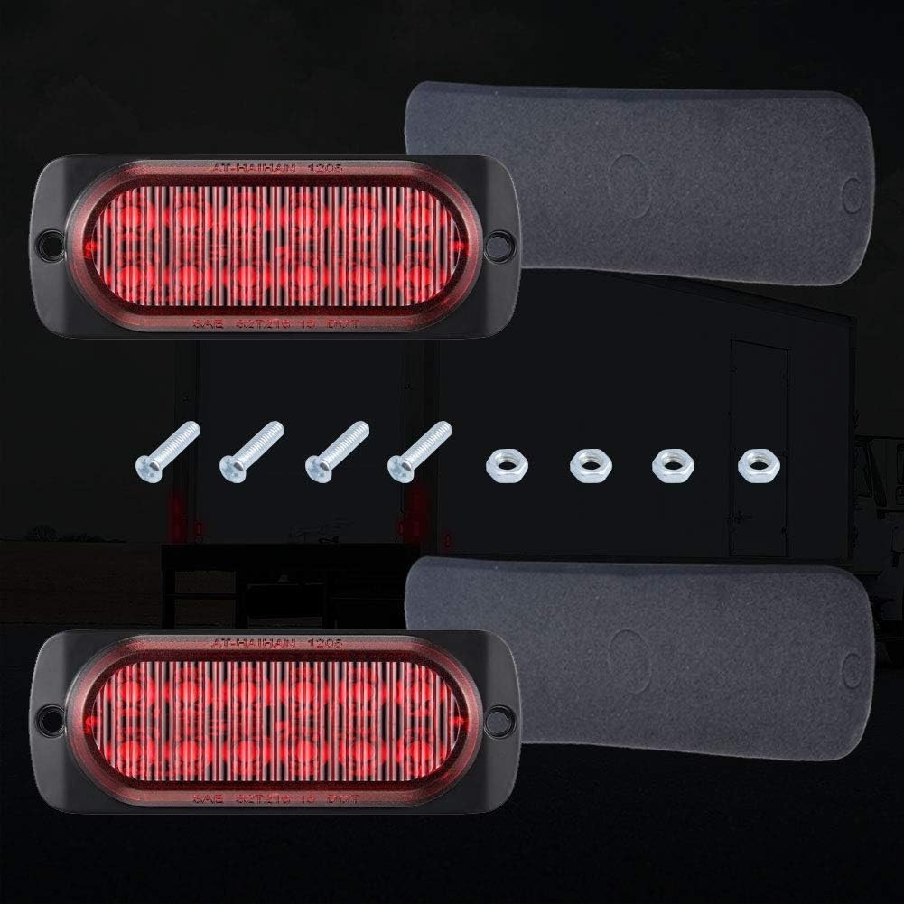 Aluminum Housing Red LED Trailer Lights Pack of 2 Waterproof Surface Mount DOT