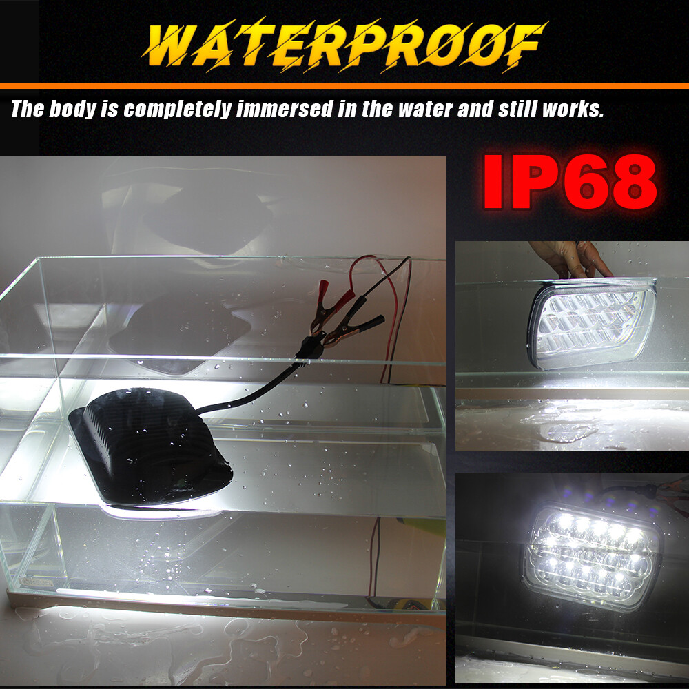 For Ford E-150 E-250 E-350 H6054 Pair 7×6″ 5×7 LED Headlights Sealed beam Square