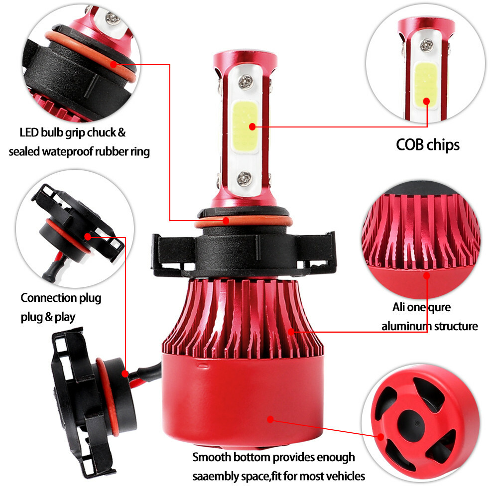 20PCS 4-Sides 5202/H16/9009/2504 LED Headlight Kit Fog Light 32000LM 6000K Bulbs