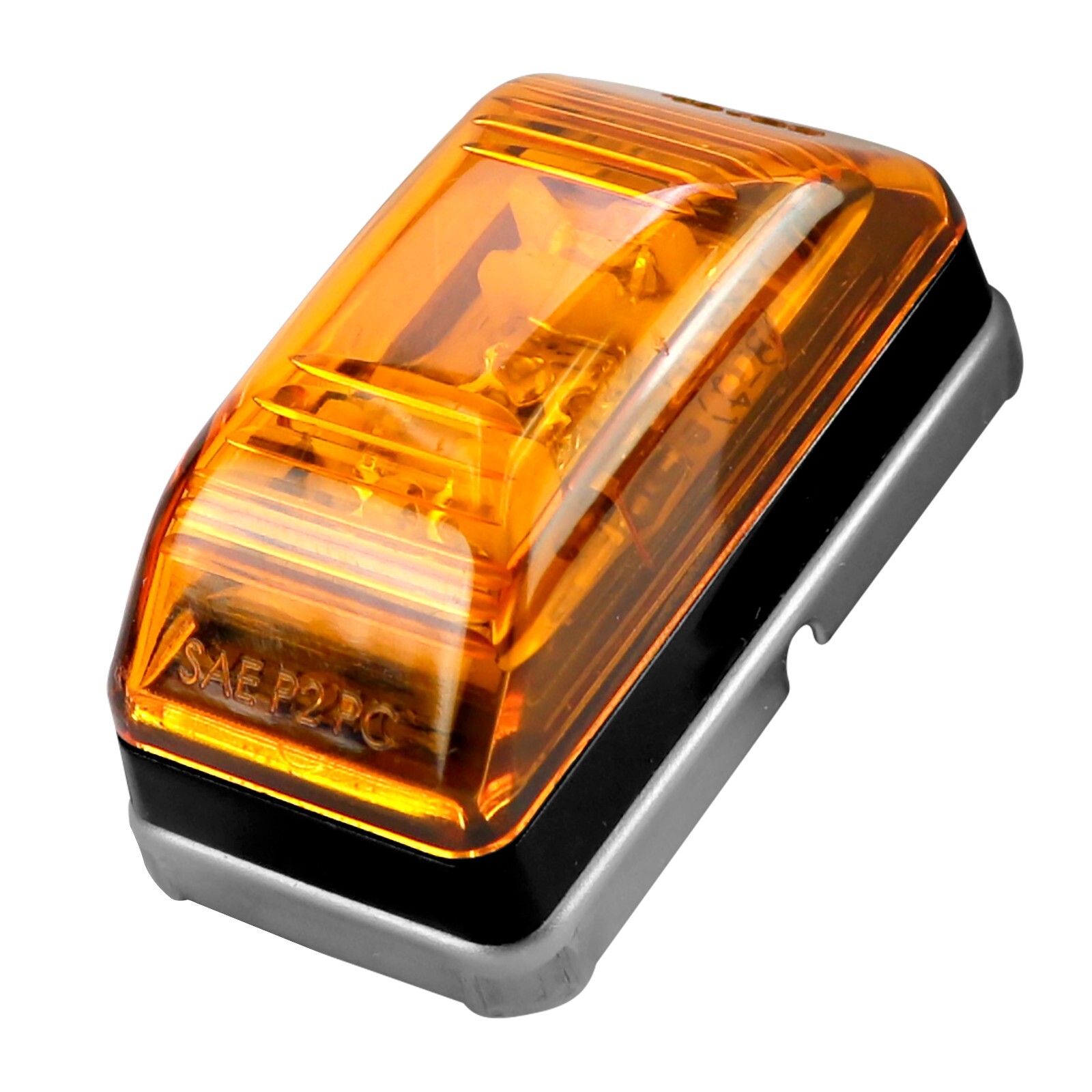 5Pcs 2×1 Square Amber LED Marker Light 3 Diodes Stud Mount Waterproof Clear