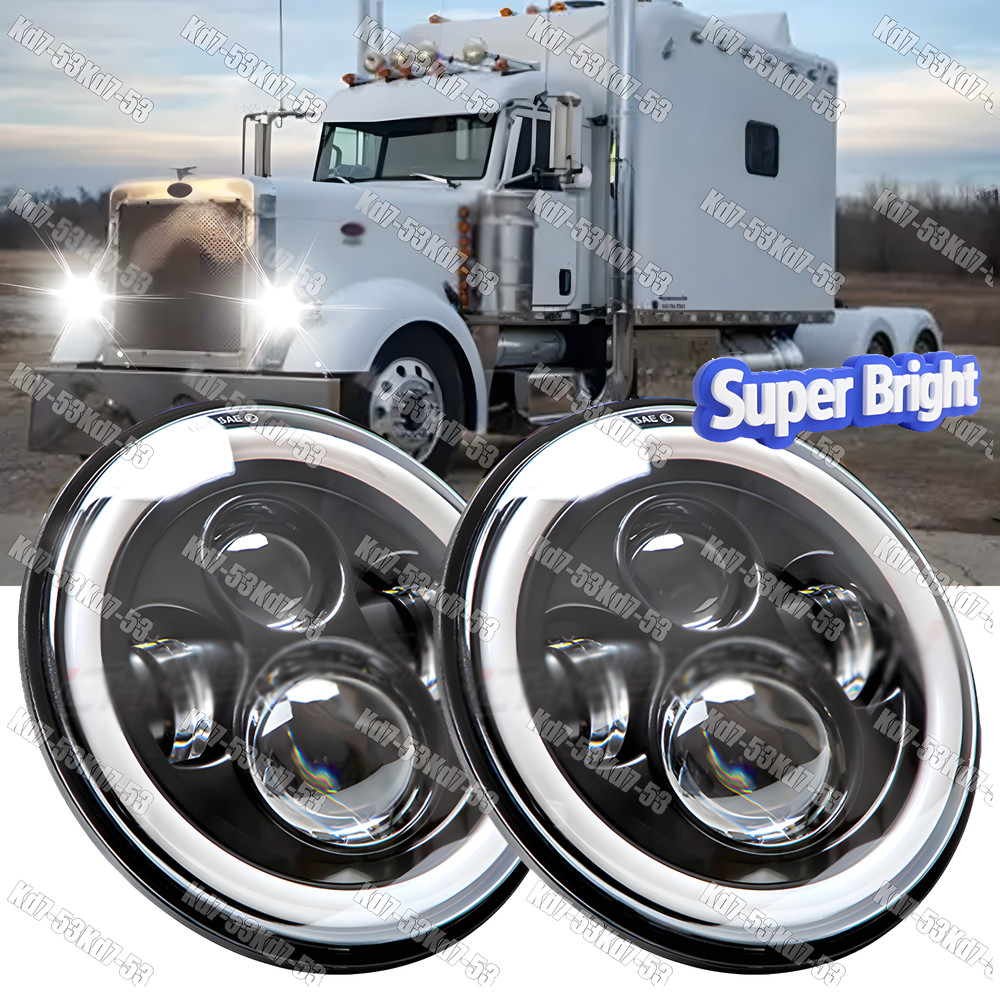 2x 7“LED Headlights HI&LO Fit Peterbilt 379 EXHD359 Old Style Round Guide