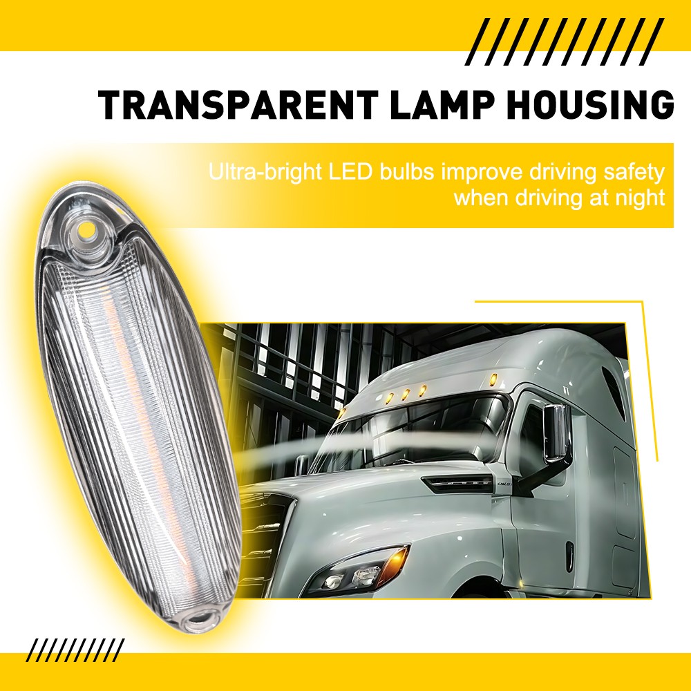 5x For Freightliner Cascadia 2008-up LED Roof Clearance Marker Lights Clear Lens