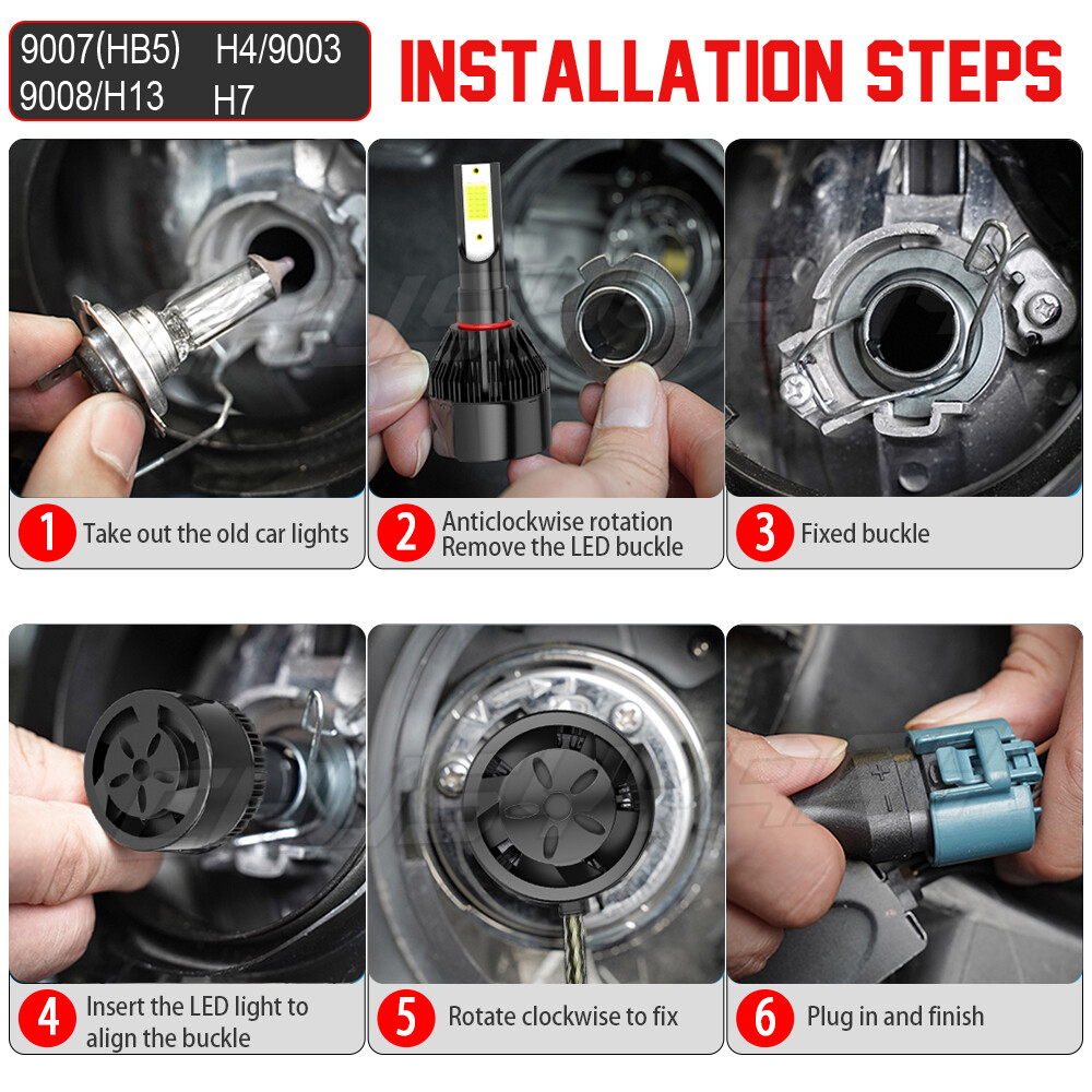 For Jeep Liberty 2002-2007 LED Headlight + Fog Lights Bulbs 9008 H13 9145 6500K