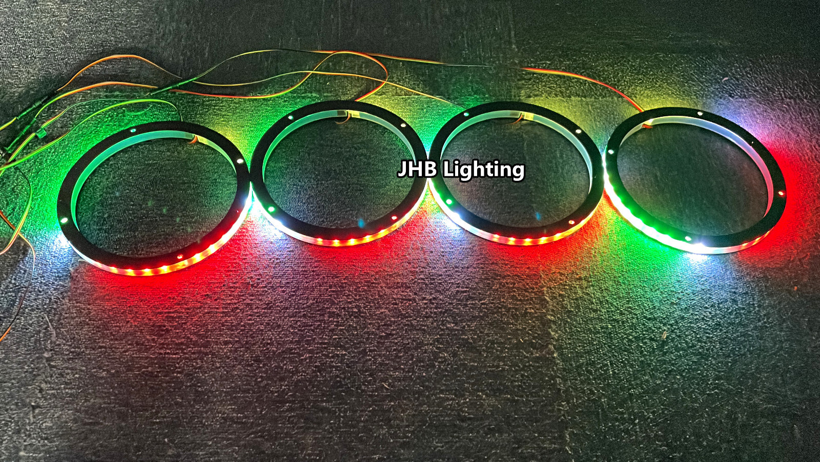 JHB 4PCS 8″ Chasing Flow LED Ring Lights Remote APP Kit for Audio Speaker Subs