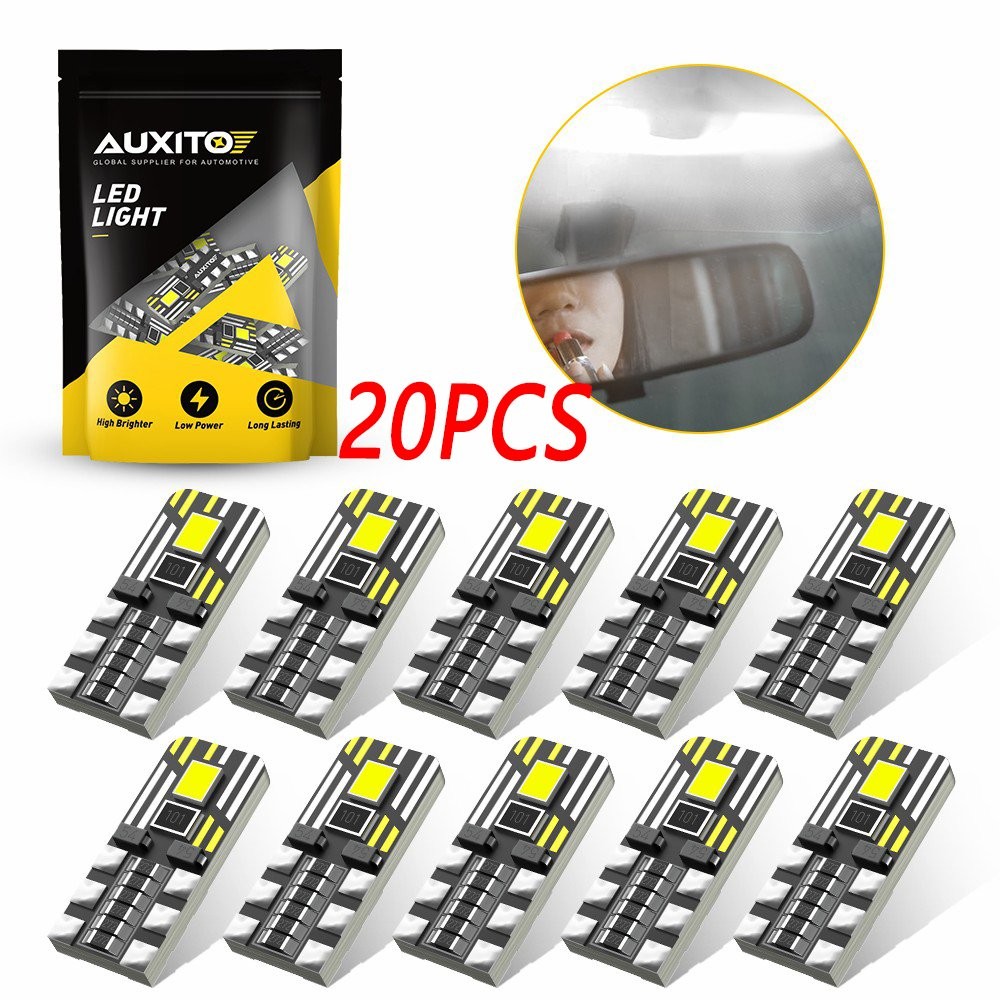 6500K White 200LM T10 194 168 2825 W5W 2LED License Plate Inside Map Trunk Light