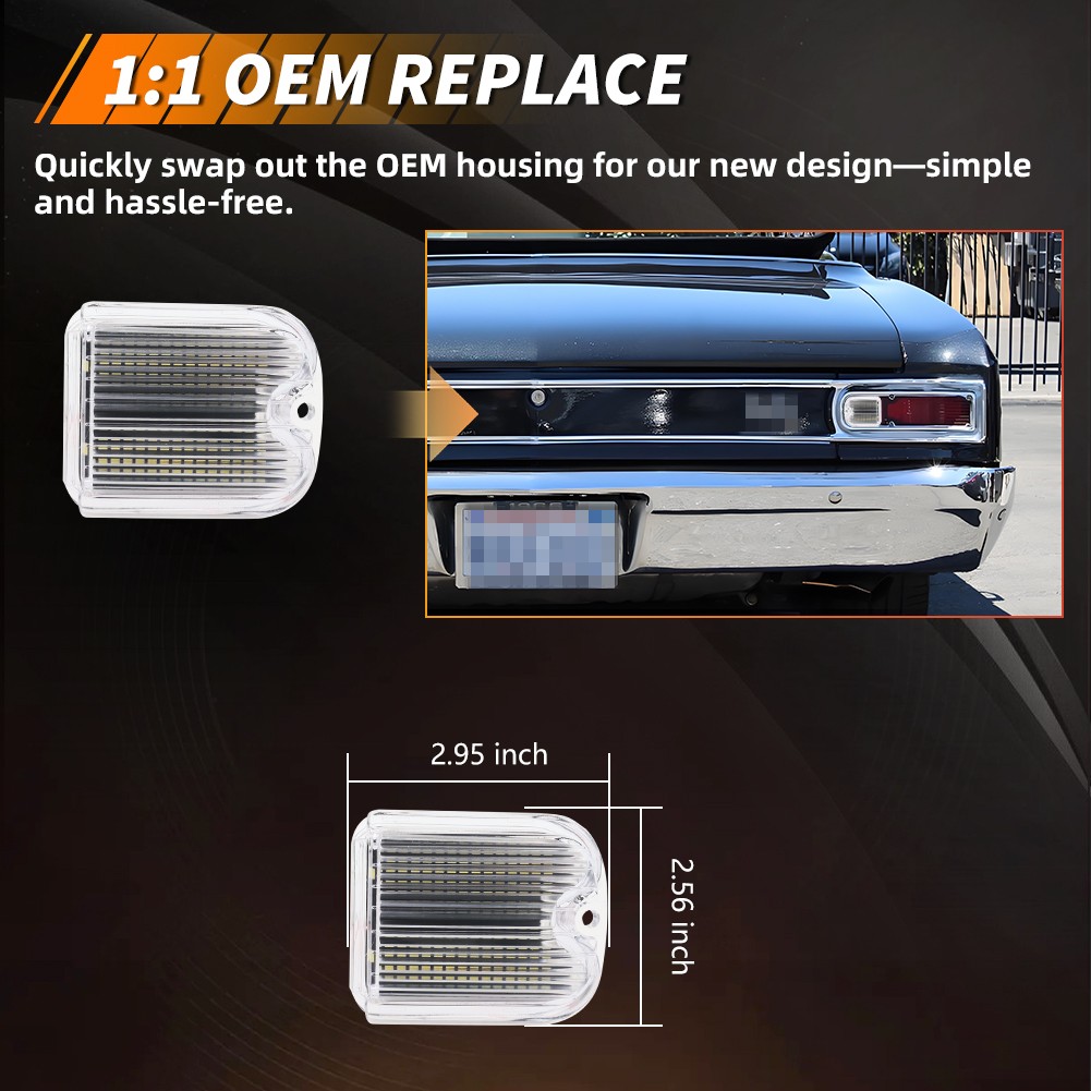 2X Clear White LED Backup Reverse Light Lenses For 1966 Chevy Chevelle & Malibu